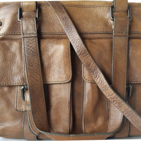 VTG Halogen Large Satchel Bag Handstained Italian Leather - Picture 9 of 10